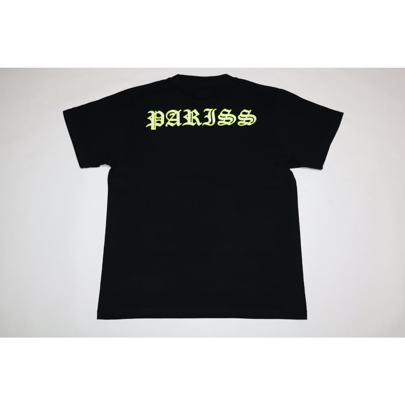 幾何学模様 蛍光イエロー Tシャツ オールドPR2ラインTシャツ【ブラック×蛍光イエロー・ブラック