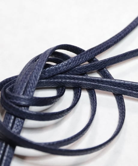 Navy Flat Shoelaces with Agret /●紐先金具込み/ 紺 / ネイビー / ロウ引き3mm幅平紐/ 長さ指定可