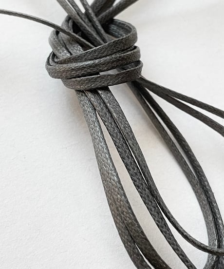 Dark Gray Flat Shoelaces with Agret /●紐先金具込み/ ダークグレー / ロウ引き3mm幅平紐/ 長さ指定可