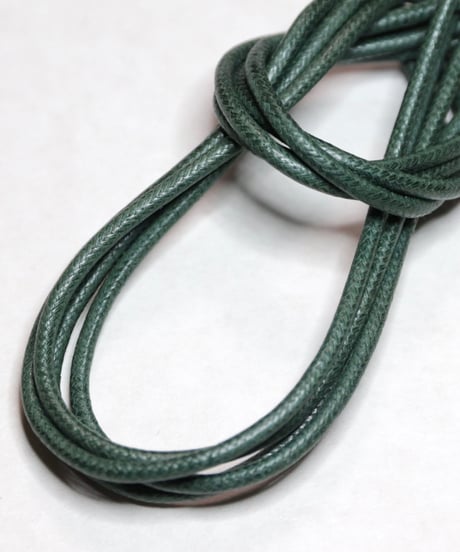 Green Shoelaces with Agret /●紐先金具込み/ 緑 / グリーン / ロウ引き丸紐/ 長さ指定可