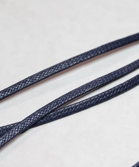 Navy Flat Shoelaces with Agret /●紐先金具込み/ 紺 / ネイビー / ロウ引き3mm幅平紐/ 長さ指定可