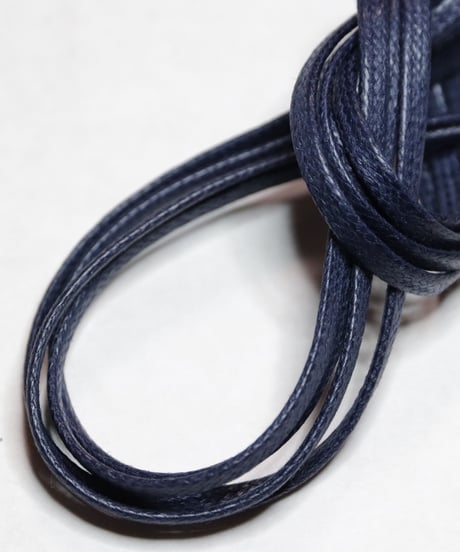 Navy Flat Shoelaces with Agret /●紐先金具込み/ 紺 / ネイビー / ロウ引き3mm幅平紐/ 長さ指定可