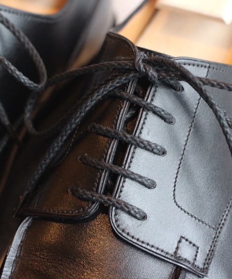 Shoelaces for J.M.Weston / CLASSIC SERIES /Black / 丸紐 / 黒 / ロウ引き ●紐先金具込み / 長さ指定可