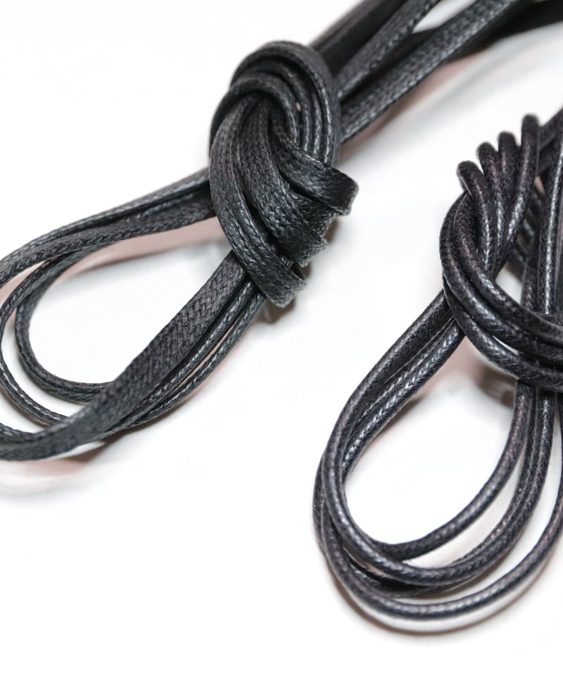 Black Flat Lace / 黒 / 平紐 / ロウ引きシューレース / 4mm幅 |