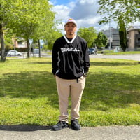 Reiginal Nylon V-neck Long Sleeve / Black