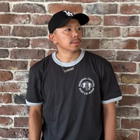 （残り1枚）ZOU Circle Logo Ringer T-Shirts / Black × Gray