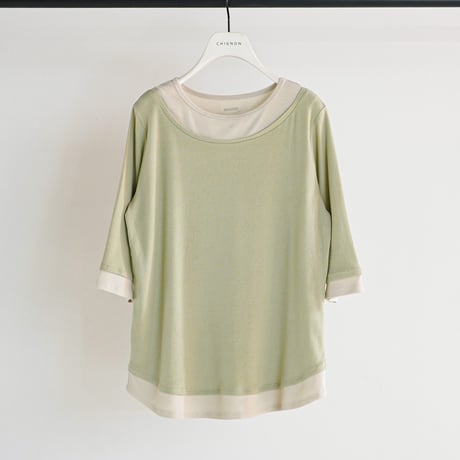 【CHIGNON】[8261-108KK] 配色ﾃﾚｺﾊｰﾌｽﾘｰﾌﾞPO