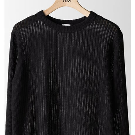【YENN】[Y263-82086] STRIPE SHEER RIB TEE
