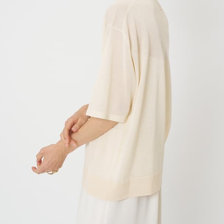 【CHIGNON】[9261-087GS] 衿配色ﾊｰﾌｽﾘｰﾌﾞﾆｯﾄ