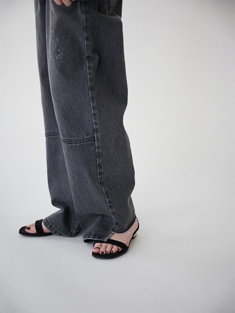 YENN】HIGH RISE TUCK WIDE PT GRAY [Y232-31020Q 