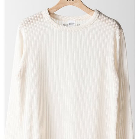 【YENN】[Y263-82086] STRIPE SHEER RIB TEE