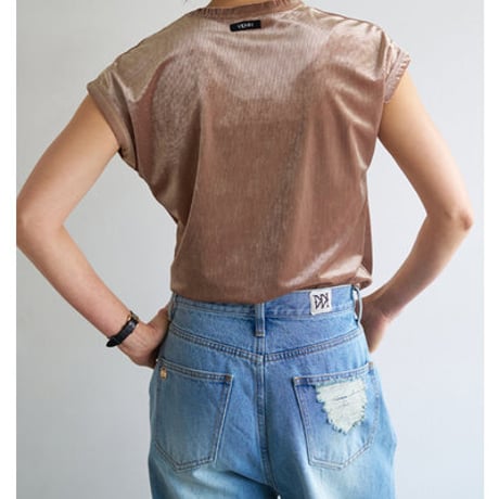 【YENN】[Y263-82088] VELVET SHORT SLV TEE