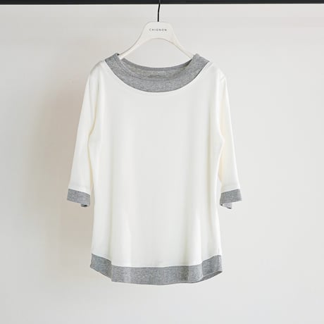 【CHIGNON】[8261-108KK] 配色ﾃﾚｺﾊｰﾌｽﾘｰﾌﾞPO