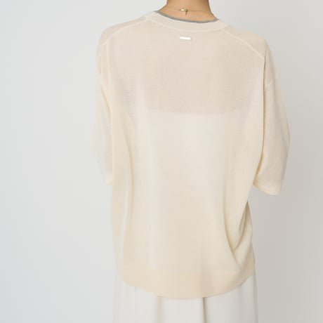 【CHIGNON】[9261-087GS] 衿配色ﾊｰﾌｽﾘｰﾌﾞﾆｯﾄ