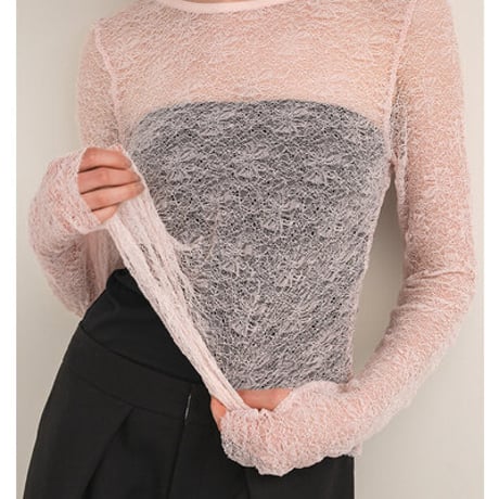 【Mewl】 ﾚｰｽﾛﾝｸﾞｽﾘｰﾌﾞTOPS[M263-83147]