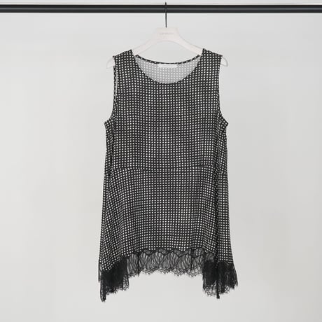 【CHIGNON】[1563-683NH] ﾚｰｽﾄﾘﾑﾄﾞｯﾄﾀﾝｸTOP
