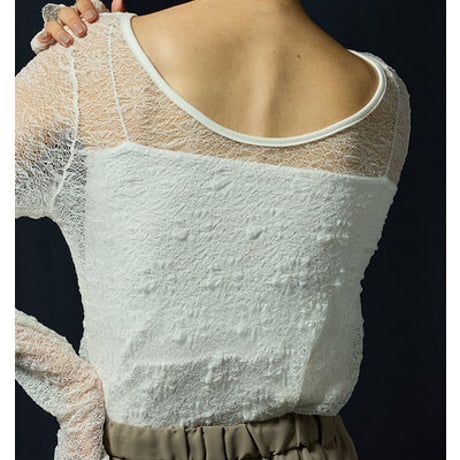 ★追加生産決定商品★【Mewl】[M253-83021-2] ﾚｰｽﾛﾝｸﾞｽﾘｰﾌﾞTOPS