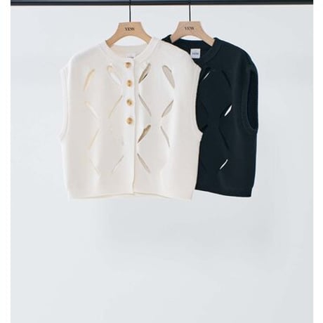 【YENN】[Y261-91012] CUT OUT PATTERN VEST