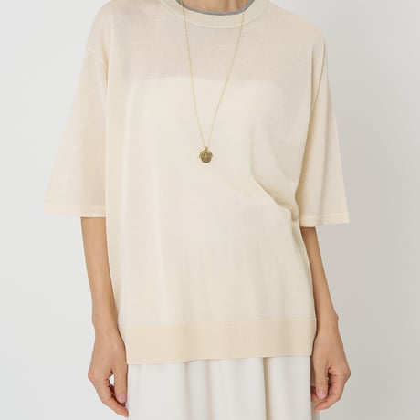 【CHIGNON】[9261-087GS] 衿配色ﾊｰﾌｽﾘｰﾌﾞﾆｯﾄ