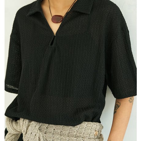 【YENN】[Y262-12055] KEY NECK BLOUSE