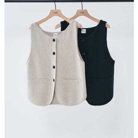 【YENN】[Y261-91017] BOAT NECK KNIT VEST