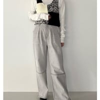 【YENN】[Y252-31067] HIGH RISE TUCK WIDE（ライトグレー）