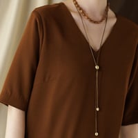 【CHIGNON】[0052-260SH] ｳｯﾄﾞﾋﾞｰｽﾞﾌｯｸﾈｯｸﾚｽ（ﾌﾞﾗｳﾝﾜﾝｶﾗｰ）