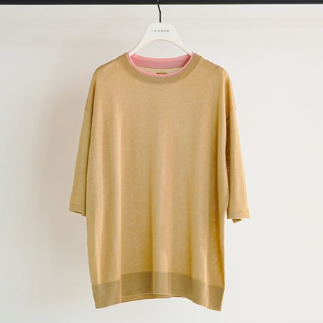 【CHIGNON】[9261-087GS] 衿配色ﾊｰﾌｽﾘｰﾌﾞﾆｯﾄ