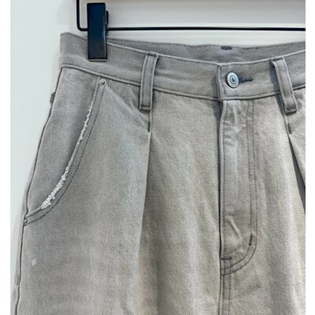 【YENN】[Y252-31067] HIGH RISE TUCK WIDE（ライトグレー）
