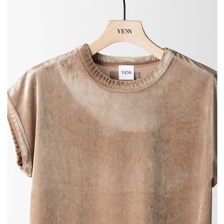 【YENN】[Y263-82088] VELVET SHORT SLV TEE