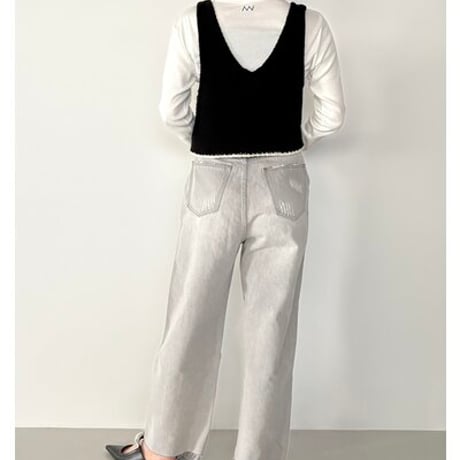 【YENN】[Y252-31067] HIGH RISE TUCK WIDE（ライトグレー）