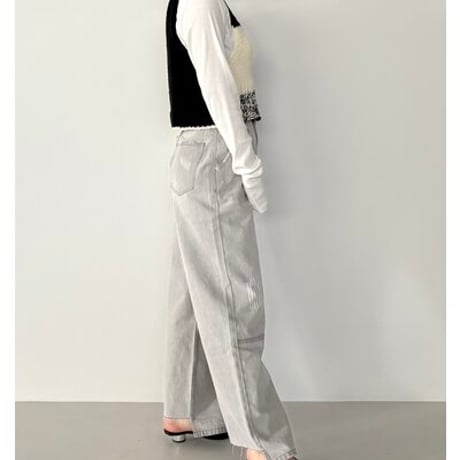 【YENN】[Y252-31067] HIGH RISE TUCK WIDE（ライトグレー）