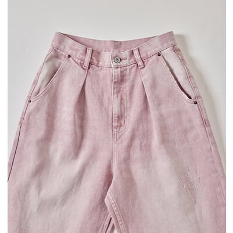 【YENN】[Y252-31064-2] HIGH RISE TUCK WIDE（ピンク）