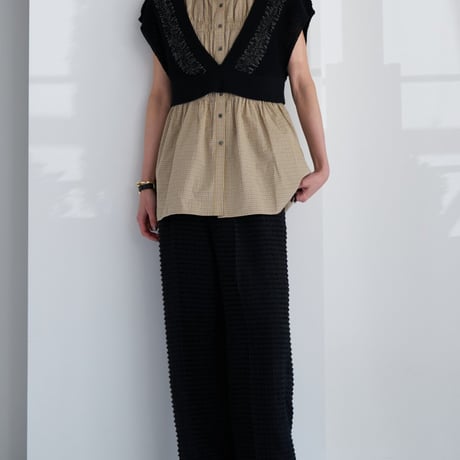 【CHIGNON】[1963-606KK] CHECKｼｬｰﾘﾝｸﾞﾌﾚﾝﾁBL