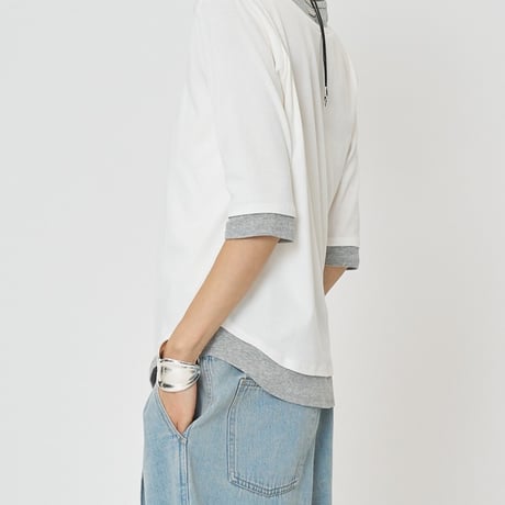 【CHIGNON】[8261-108KK] 配色ﾃﾚｺﾊｰﾌｽﾘｰﾌﾞPO