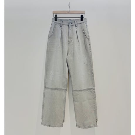 【YENN】[Y252-31067] HIGH RISE TUCK WIDE（ライトグレー）
