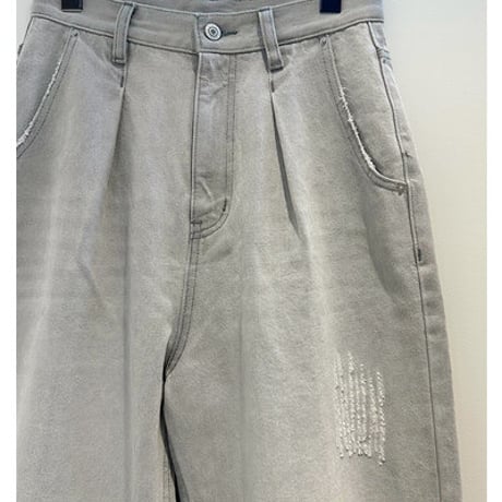 【YENN】[Y252-31067] HIGH RISE TUCK WIDE（ライトグレー）