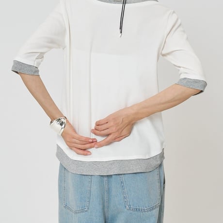 【CHIGNON】[8261-108KK] 配色ﾃﾚｺﾊｰﾌｽﾘｰﾌﾞPO