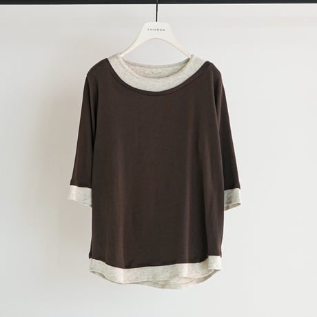 【CHIGNON】[8261-108KK] 配色ﾃﾚｺﾊｰﾌｽﾘｰﾌﾞPO