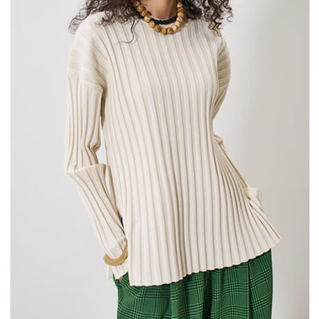 【YENN】[Y261-91014] RIB KNIT LONG TEE