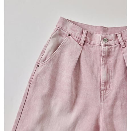 【YENN】[Y252-31064-2] HIGH RISE TUCK WIDE（ピンク）