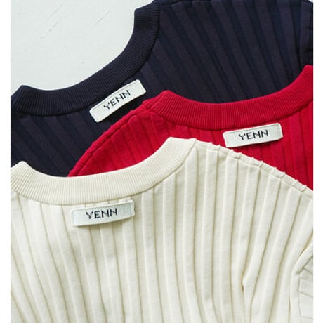 【YENN】[Y261-91014] RIB KNIT LONG TEE
