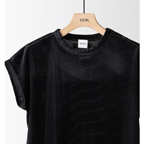 【YENN】[Y263-82088] VELVET SHORT SLV TEE