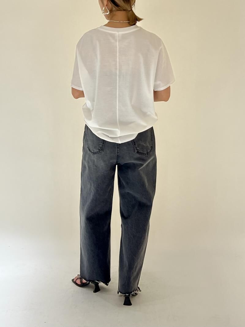 YENN】HIGH RISE TUCK WIDE PT GRAY [Y232-31020Q 