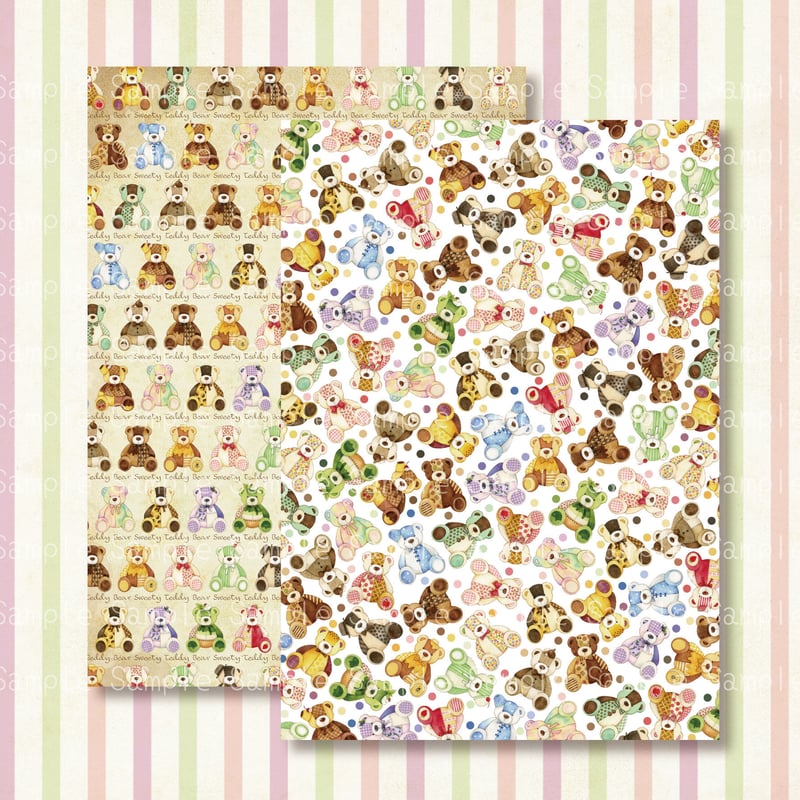 [デ856] bunny_decoshop様 デザインペーパー Sweety Teddy Bear☆A4デザインペーパー | Atelier PONTA