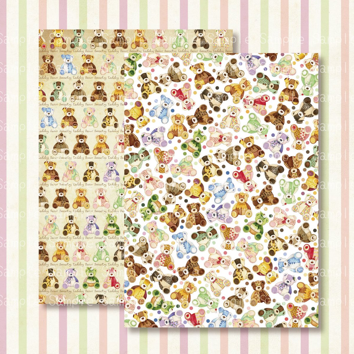 新作♡A/W♡sweetコラージュset 80枚　A4 デザインペーパー　メモ Sweety Teddy Bear☆A4デザインペーパー | Atelier PONTA