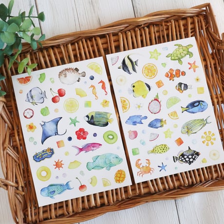 海と太陽のフルーツポンチ☆2枚セットシール