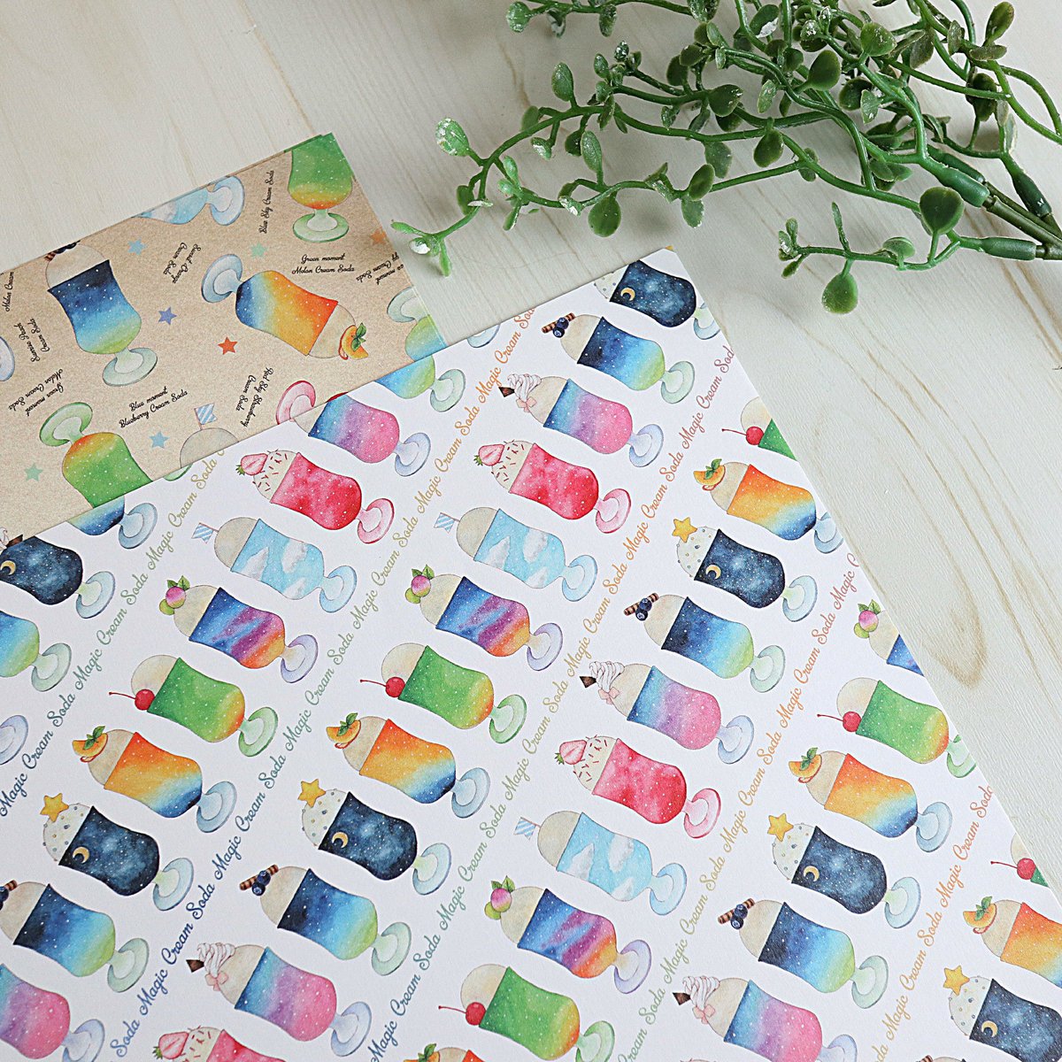 魔法のクリームソーダ☆A4デザインペーパー | Atelier PONTA