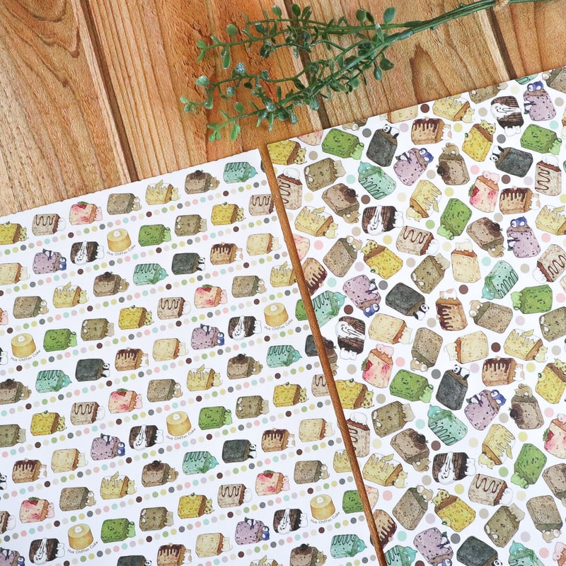 ♡オカッバラバーさんデザインペーパー76枚セット♡大量 抱っこシフォンケーキ☆A4デザインペーパー | Atelier PONTA