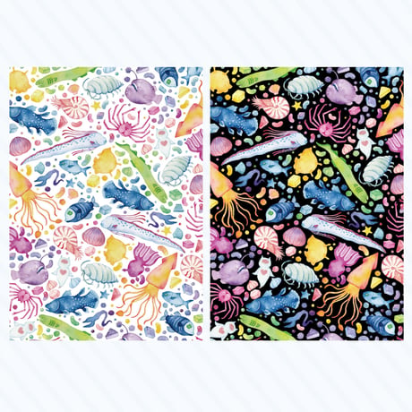 深海生物と砂糖菓子☆A4デザインペーパー
